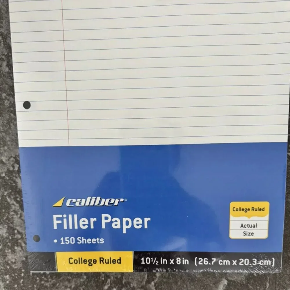 Lot of 6 Caliber Filler Paper 150 sheets College Ruled Sheets 3-Hole Punched NEW